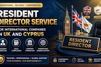 provide resident director service for international companies in UK and cyprus