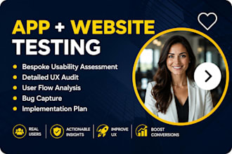 professional user testing, website testing, app testing and usability review