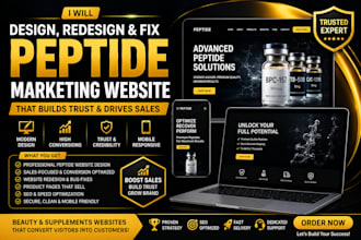 create a converting peptide marketing website, fix peptide supplements website