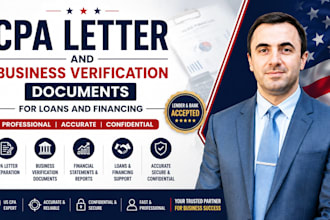 prepare CPA letter and business verification documents for loans and financing