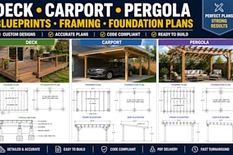 design deck carport pergola blueprints framing foundation plan