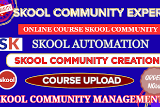 setup skool online community, skool course creation, skool community manager