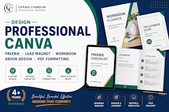 design professional canva freebie, lead magnet, workbook, ebook PDF formatting