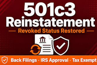 reinstate revoked 501c3 tax exempt status, form 990, 1023ez bylaws