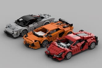 design custom lego moc, 3d lego model, lego set and building instructions