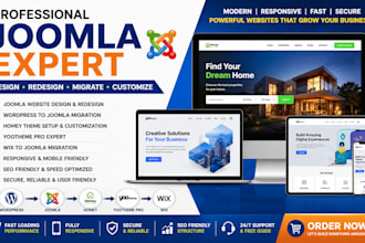 design joomla website, migrate wordpress homey yootheme pro joomla redesign, wix