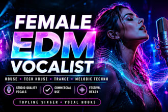 be your female vocalist for edm, tech house, trance, melodic techno, house music