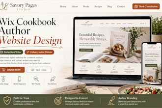 design wix cookbook authors website recipe book writer culinary author website