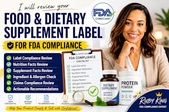 review your food product label and dietary supplement label for fda compliance