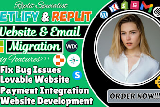 migrate replit website to netlify, vercel to flutter and email migration
