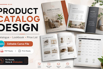 design product catalog, catalogue, lookbook and price list in canva