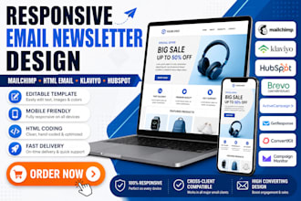 design HTML email newsletter template for mailchimp klaviyo and hubspot