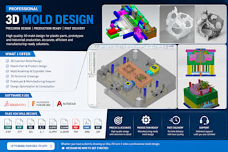 create industrial 3d injection mold design for plastic parts and prototyping