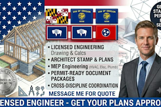 do licensed engineering, architectural plans and mep drawings for MD, or, wy, tn