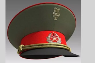 do 3d military cap model, police cap, army cap and 3d cap badge or logo