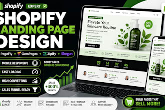 design shopify landing page pagefly with shogun zipify gempage