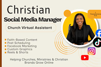 be your christian social media manager content creator youtube virtual assistant