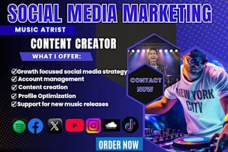 do music marketing social media mgt content creation for artists dj producers