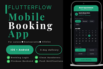 build flutter flow mobile booking app for your business