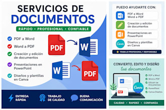 convertiré archivos PDF a word y ediciones
