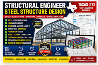 structural engineer steel structure load calculations wind load analysis in tx