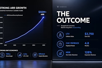 create vc ready pitch deck with 3 year financial projection
