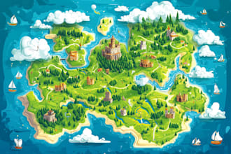 illustrate a custom vector 2d map, campground site