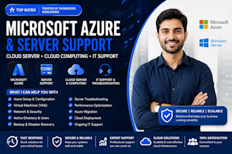 help with microsoft azure, server support,cloud server and computing, it support