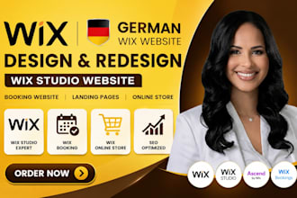 create german wix website, wix studio redesign, booking website and landing page