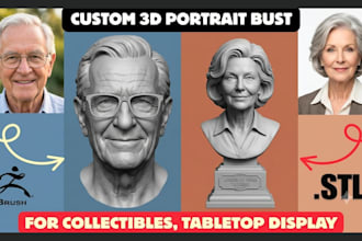 sculpt 3d bust model realistic photo to 3d likeness model portrait for 3d print