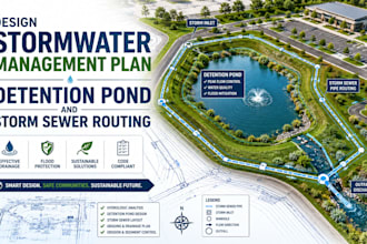 design stormwater management plan detention pond and storm sewer routing