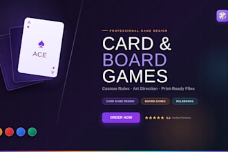 design a professional card game, board game, and custom card deck