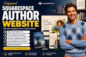 redesign build squarespace book author website children book ebook landing page