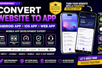 convert website to html app, android and ios app, pwa mobile app development