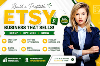 setup etsy shop etsy digital products etsy planner canva ebook etsy seo listing