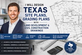 design texas site plans, grading plans with land development, civil construction