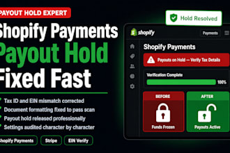 fix shopify payments payout hold and tax verification errors