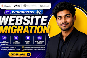 migrate squarespace godaddy webflow to wordpress clone html claude to wordpress