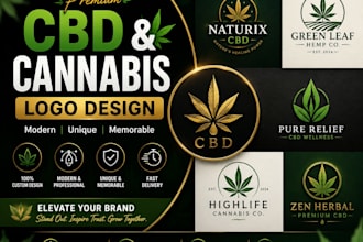 design modern cannabis cbd hemp and weed brand logo