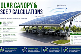 design solar canopy and ground mount racking asce 7 structural calculations