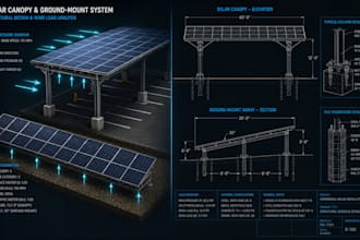 do solar canopy and ground mount racking asce 7 structural calculations