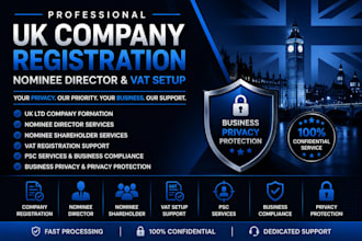 provide nominee director, company registration and vat setup in UK