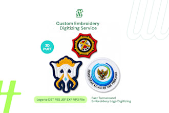 do custom 3d puff embroidery digitizing for caps hats