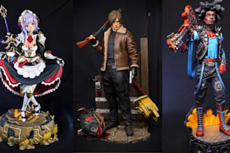 do 3d model print and paint anime figure miniature  3d statue stl resin printing