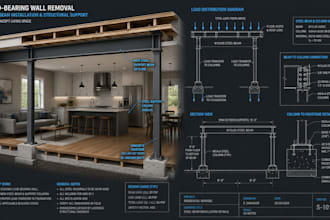 do structural steel beam calculations and load bearing wall removal design