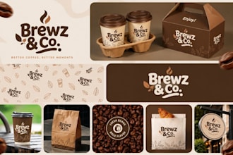 design restaurant brand identity, cafe brand kit, coffee packaging, food box