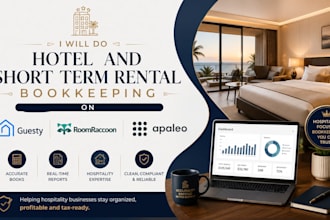 do hotel and short term rental bookkeeping on guesty, roomraccoon and apaleo