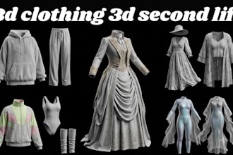 design, rig and texture  3d clothing second life marvelous designer 3d garment