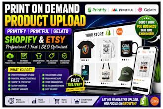 upload printify printful print on demand products listing to shopify and etsy