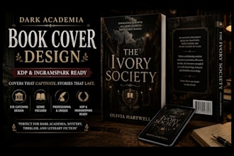 design a dark academia book cover for KDP, ingramspark